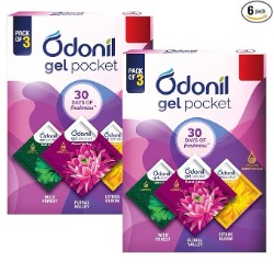 odonil gel pocket mix 60g (10g x 6) | assorted pack of 3 new fragrances | infused with essential oils | germ protection